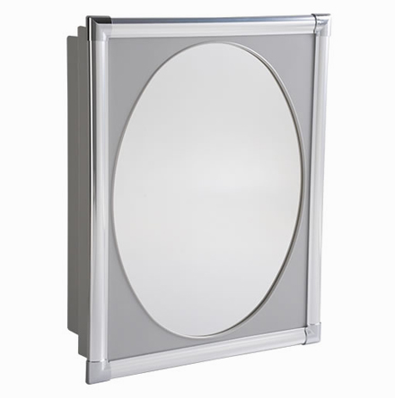 Cabinet with Aluminum Frame and Oval Mirror